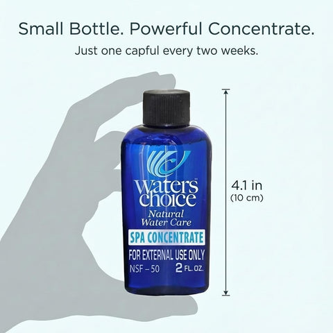 Spa water after Waters Choice treatment shows reduced foam