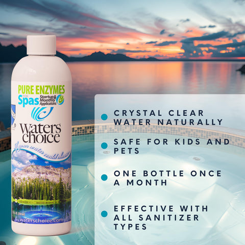 Waters Choice Pure Enzymes packaging on shelf showing professional-grade formula