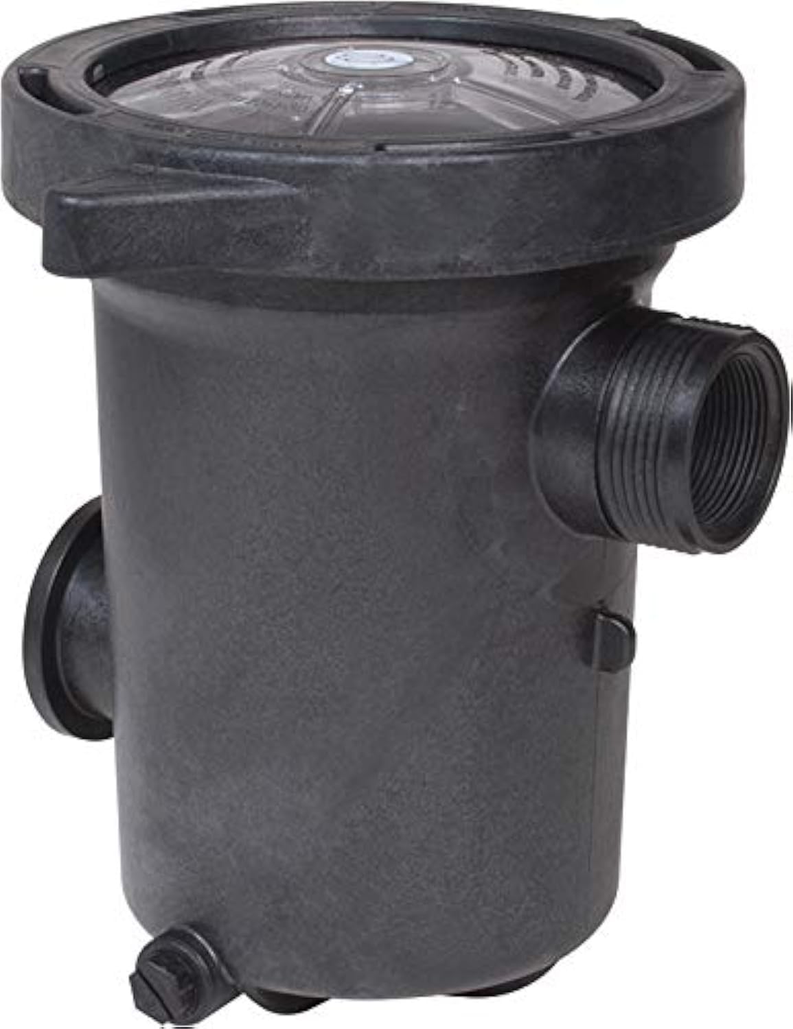 Waterway Hi-Flo pump strainer with lid and basket guards debris for smoother operation.