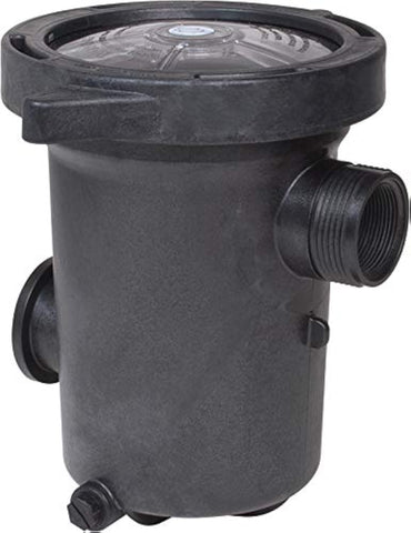 Waterway Hi-Flo pump strainer with lid and basket guards debris for smoother operation.