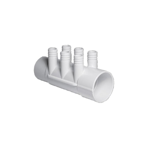 Waterway manifold with 6 3/4 in barbs for secure pool plumbing connections.