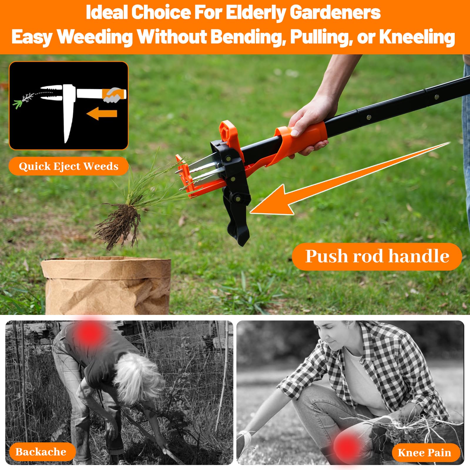 Watfigby weed puller detachable into 3 sections for storage