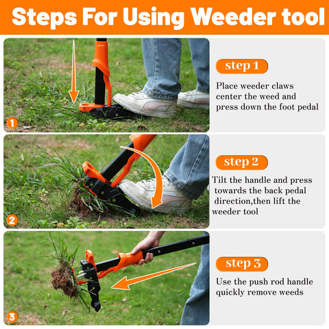 Watfigby weed puller with ergonomic offset handle reducing wrist fatigue