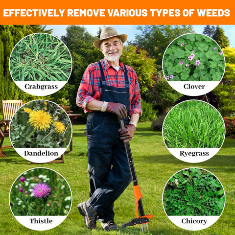 Watfigby weed puller with foldable foot pedal for compact storage