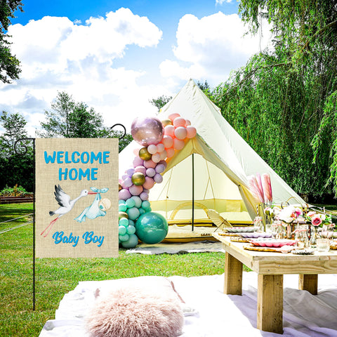 WATINC baby shower flag stork carrying baby ideal for themed parties