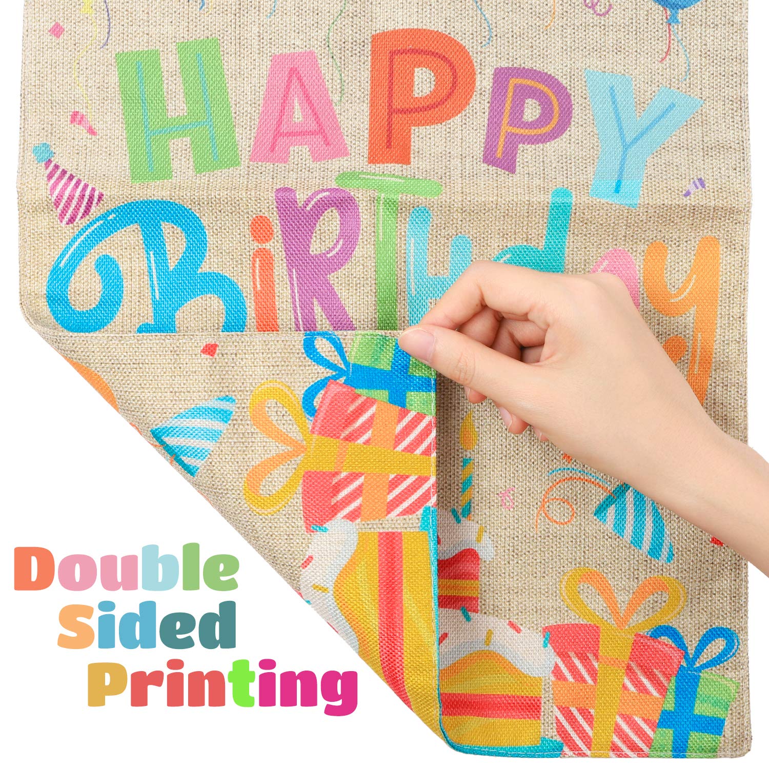 WATINC birthday cake balloons banner highlights festive details for yard decor.