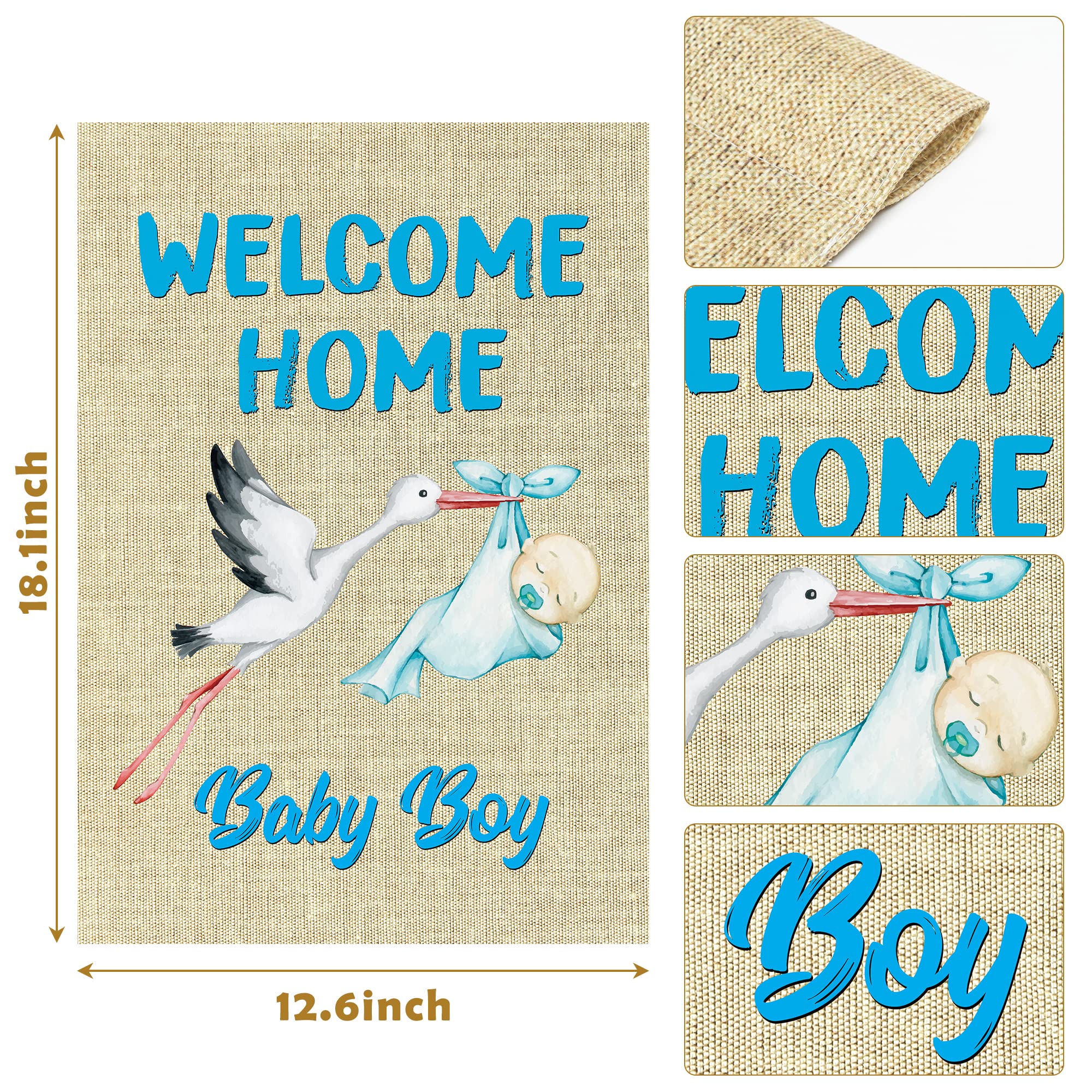 WATINC burlap garden flag double-sided stork design for festive parties