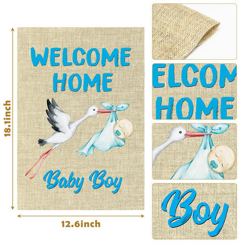 WATINC burlap garden flag double-sided stork design for festive parties