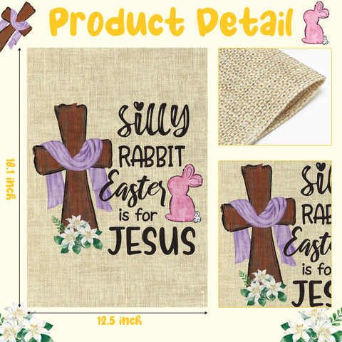 Close-up of cross and bunny motif on WATINC Easter flag for outdoor decor