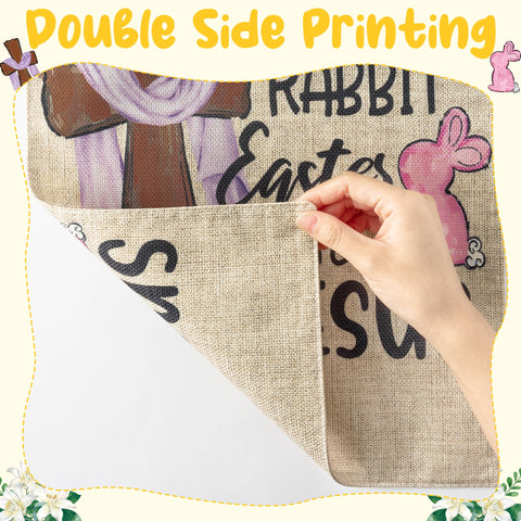 Double-sided WATINC garden flag visible from both sides in spring light