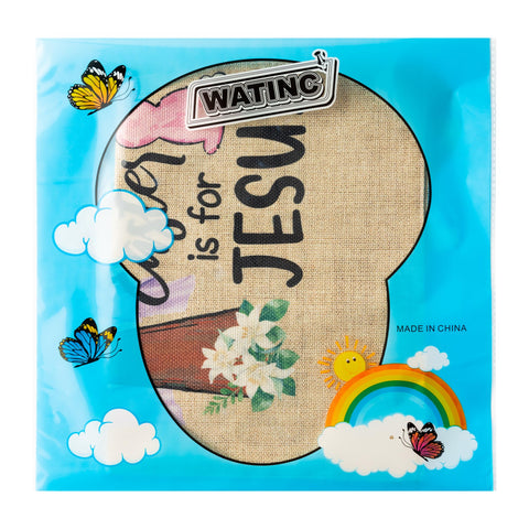 Yard display of WATINC Easter flag; stand not included