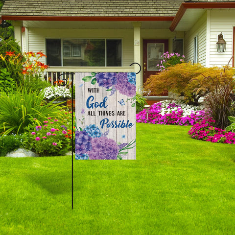 WATINC farmhouse-style garden flag complements rustic exterior décor.