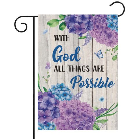WATINC garden flag with hydrangea and butterfly design for outdoor spring decor.