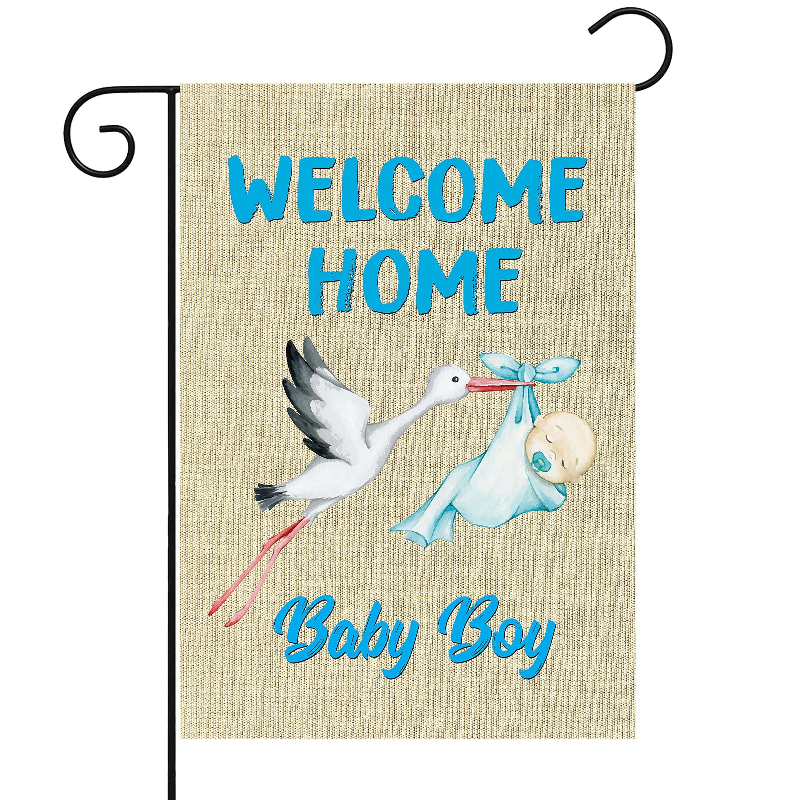 WATINC welcome home baby boy flag burlap 12x18 for outdoor decor