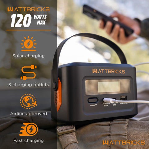 Wattbricks H100 held in hand showing its under 2lb weight for easy carry
