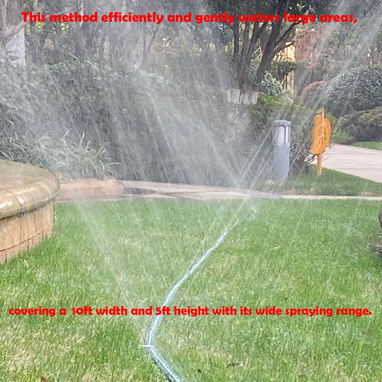 WATOO 25ft flat garden hose with holes for gentle beds watering.