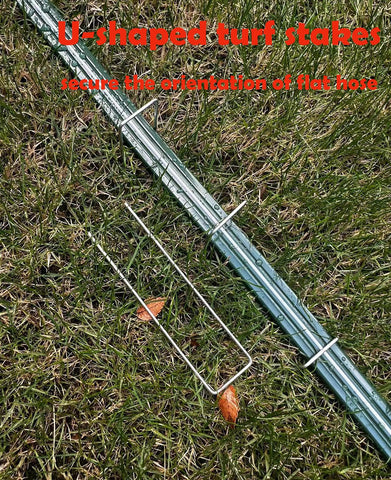 WATOO 6-inch steel hose stakes keep hose flat and stable.