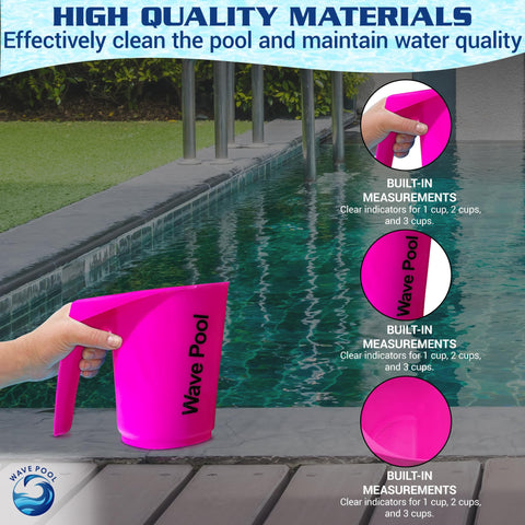 Wave Pool easy pour design reduces mess during DE powder application.