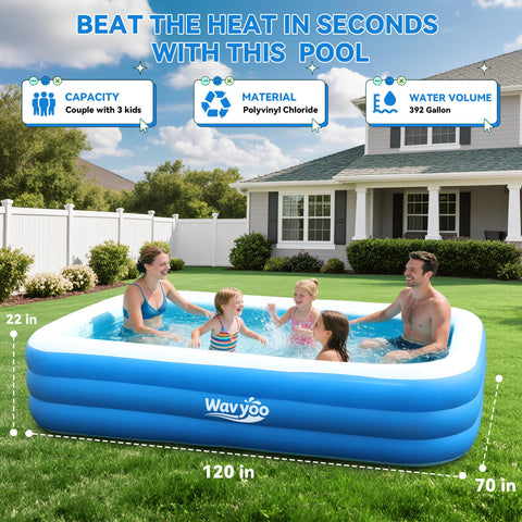 WavYoo inflatable pool designed for kids and adults during backyard gatherings.