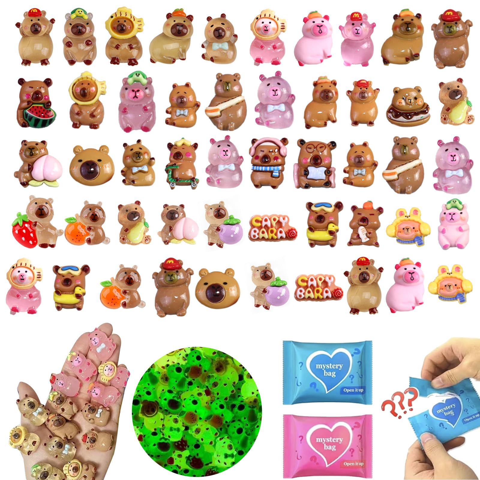 WAWIBEE 100-pcs mystery capybara blind bags with glow and classic figures for collectors