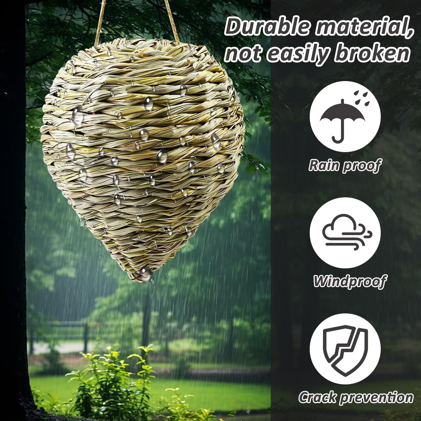 Waybas crochet wasp nest crafted from natural reed for durable outdoor use