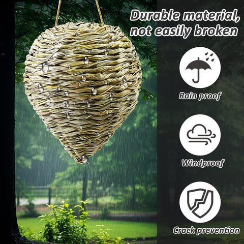 Waybas crochet wasp nest crafted from natural reed for durable outdoor use