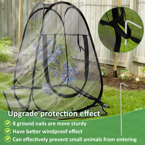 Waybas two-piece pop-up mesh netting enables easy garden protection without tools.