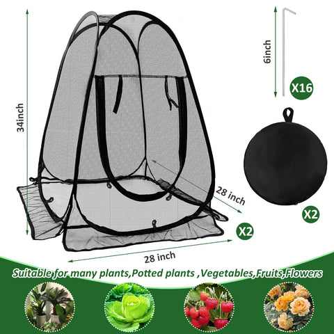 Waybas eight-stake crop cage secures the cover during windy days.