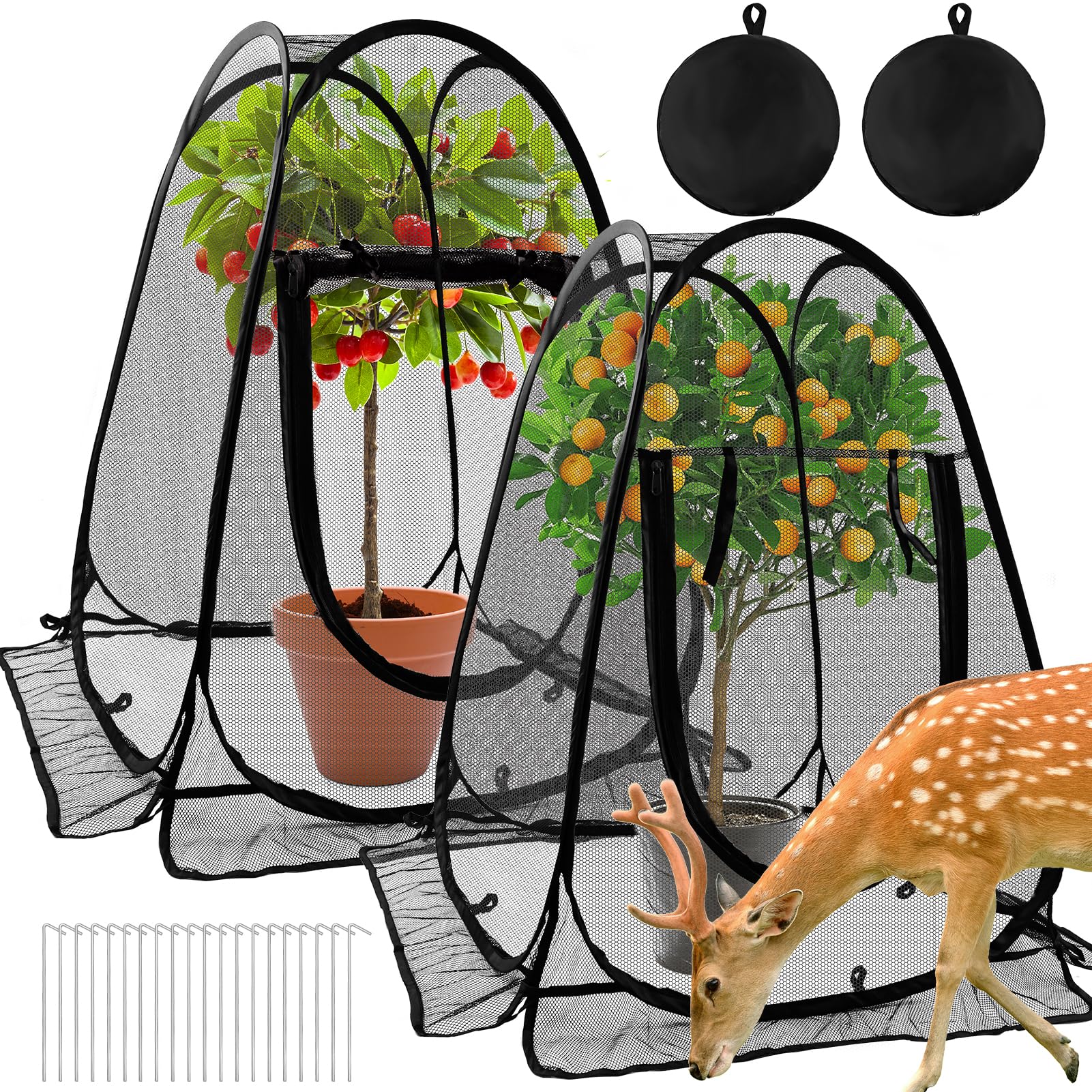 Waybas pop-up mesh plant protector guard demonstrates quick frame-free setup to shield flowers.