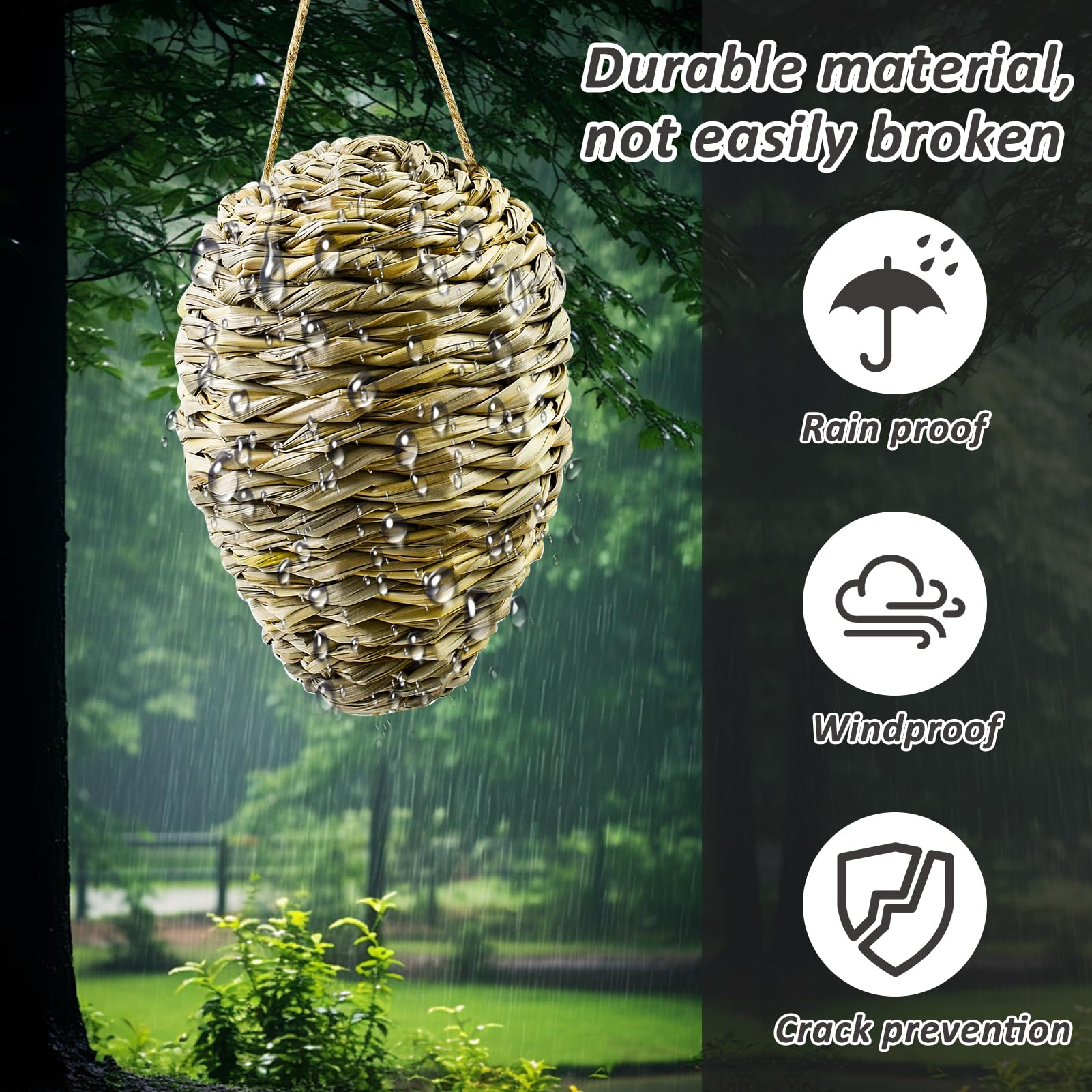 Waybas woven reed nest decoy with sturdy craft for weather resistance.