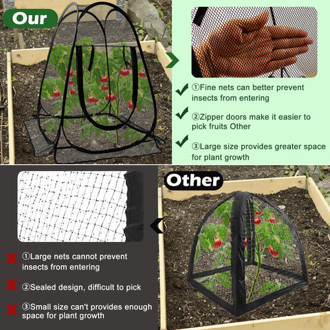 Waybas fine mesh plant tent lets sunlight and rain through for healthy growth.