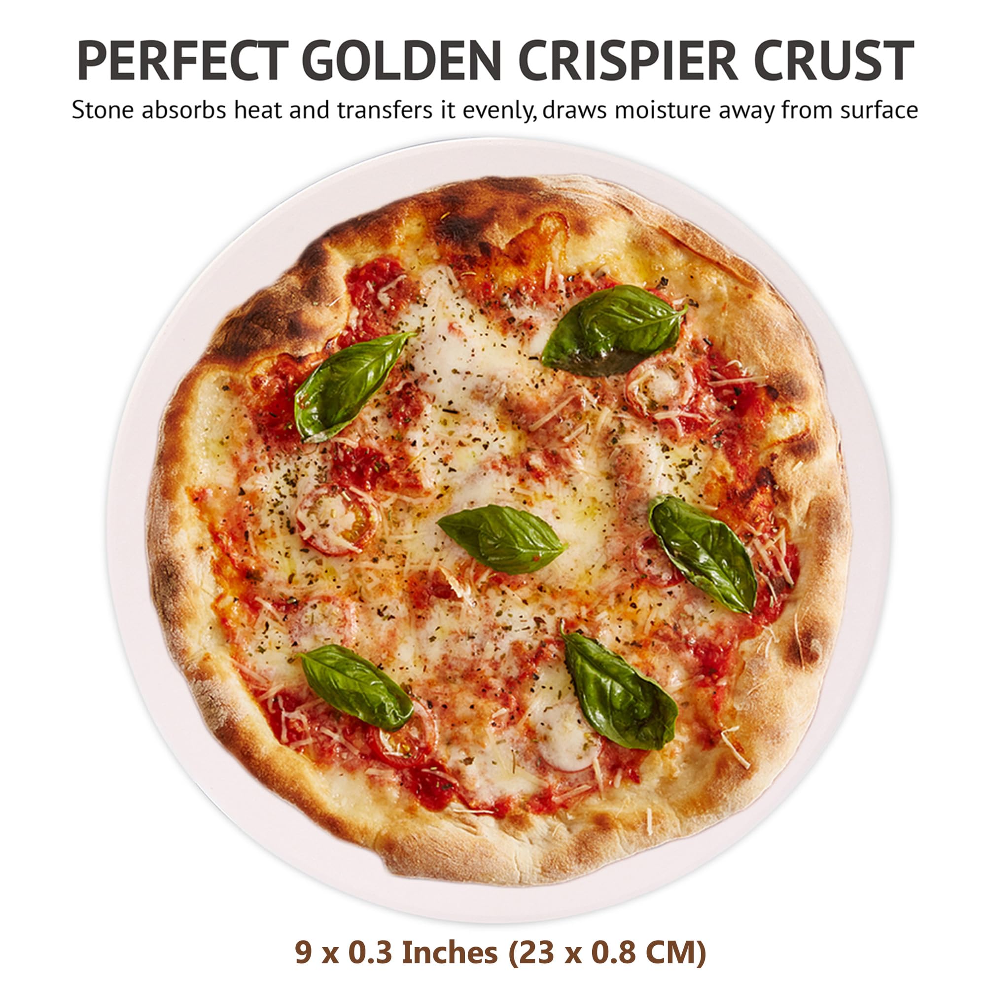 Waykea cordierite pizza stone on grill or oven for even heat and golden crust.