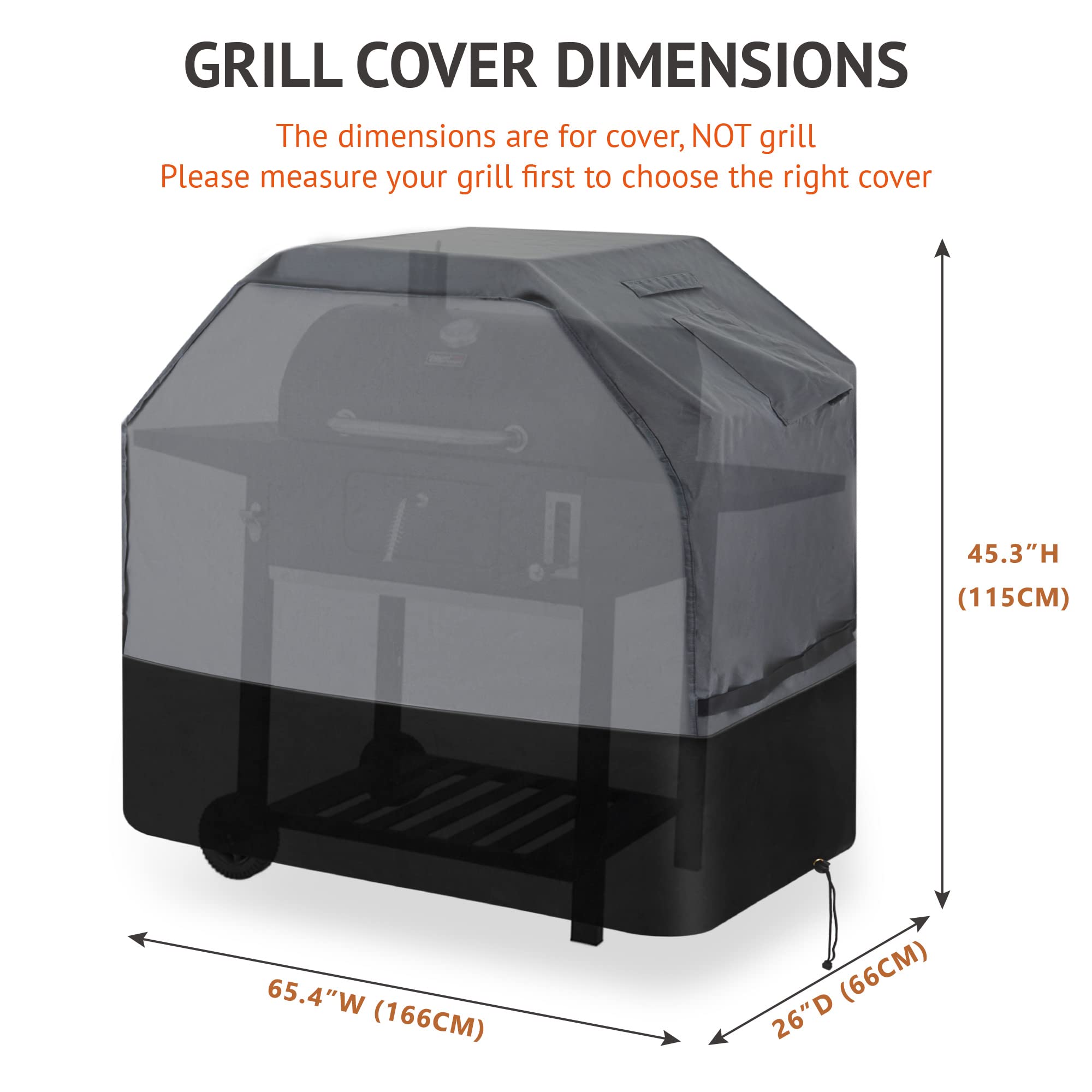 Waykea heavy duty grill cover 65-inch UV fade resistant shields color over time.