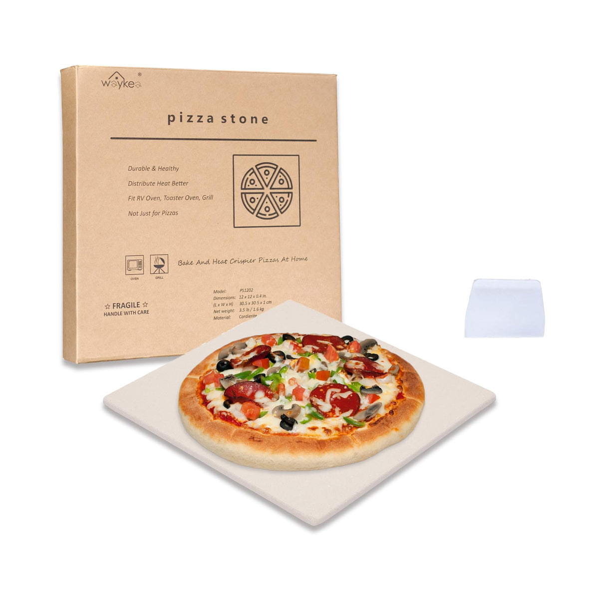 Waykea pizza stone 12x12 top view ready for crispy crust