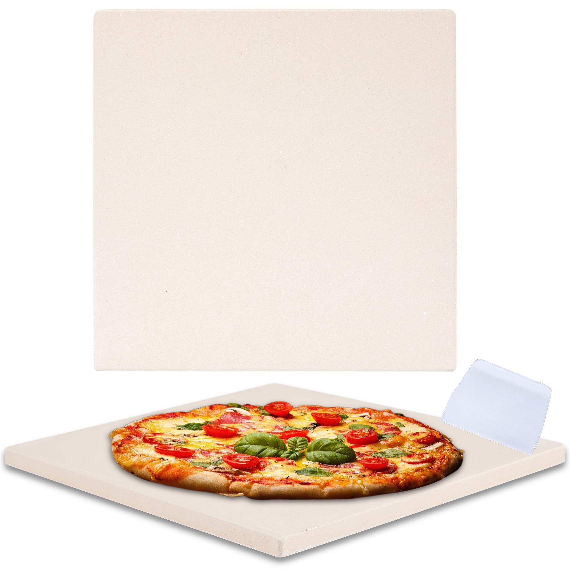 Waykea pizza stone delivers crisp crust with even oven browning.
