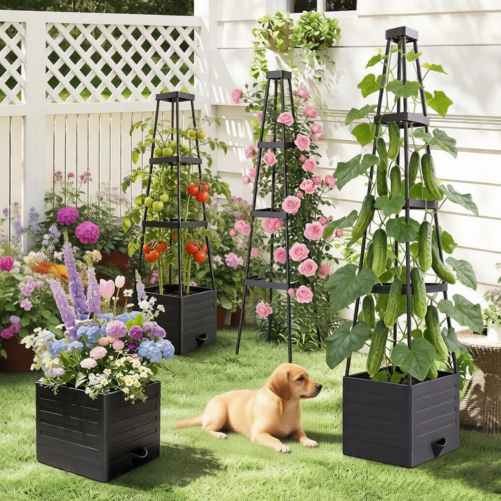 Waylinho indoor-outdoor tower design enables vertical gardening on patios or balconies.