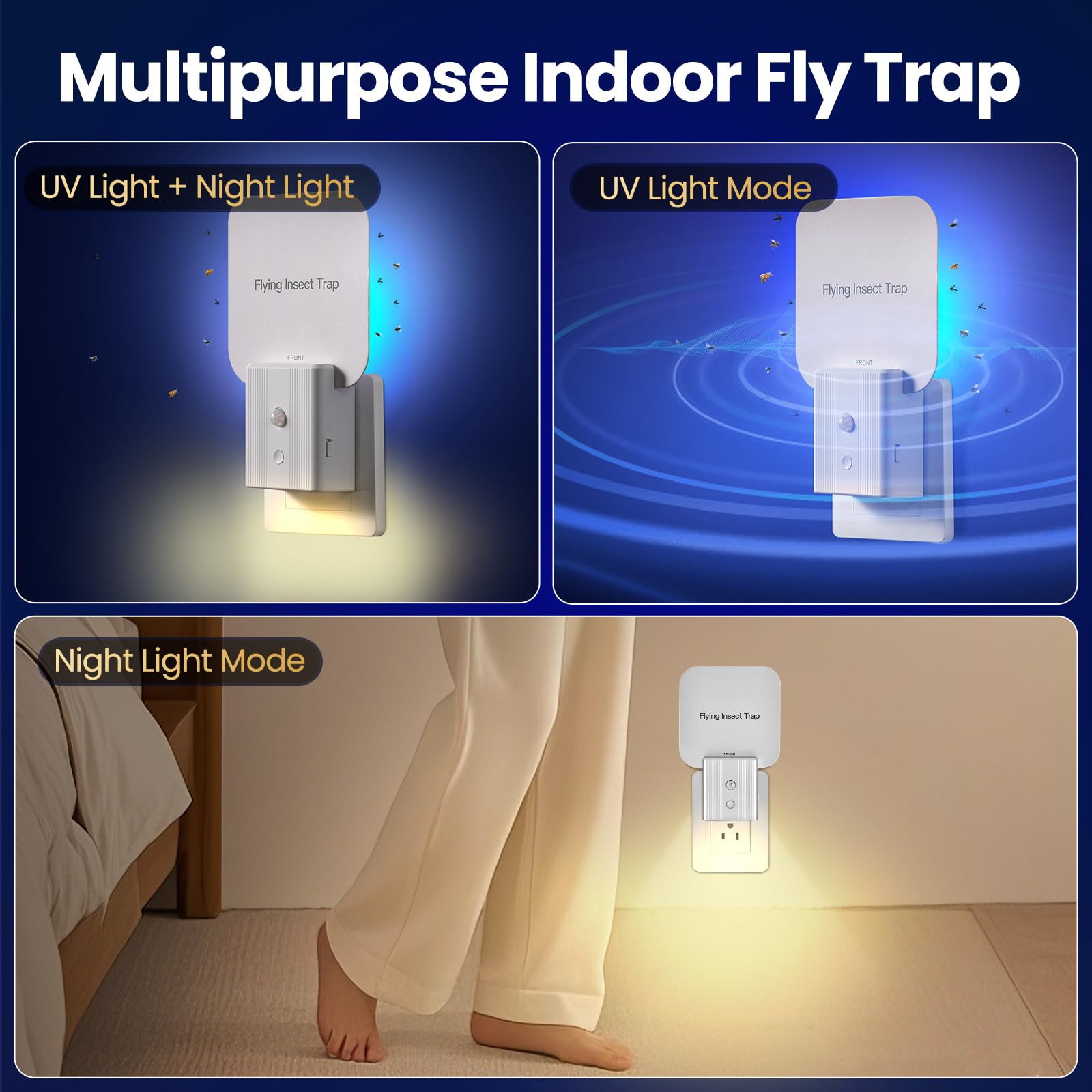 WAYSLA fly trap indoors uses sticky glue boards to securely catch gnats and flies