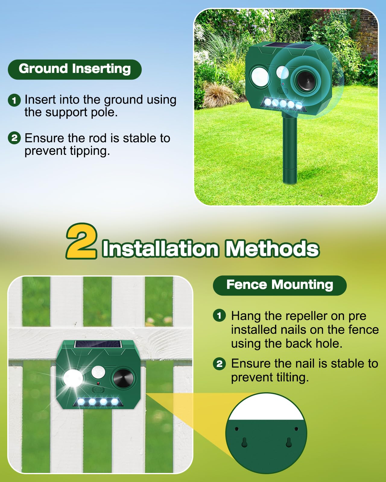 WAYSLA Ground installation shows quick setup in yards, patios, or gardens