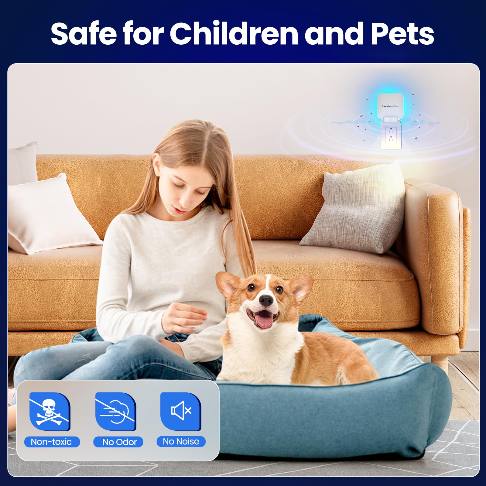 WAYSLA indoor bug catcher with UV light and night light mode for flexible use