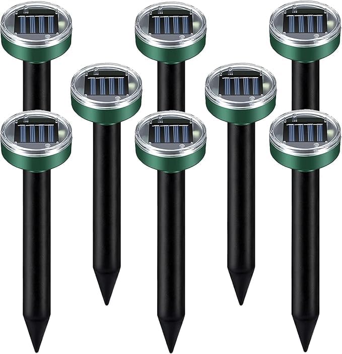 WAYSLA mole repellent solar panel powers outdoor protection with sunlight.