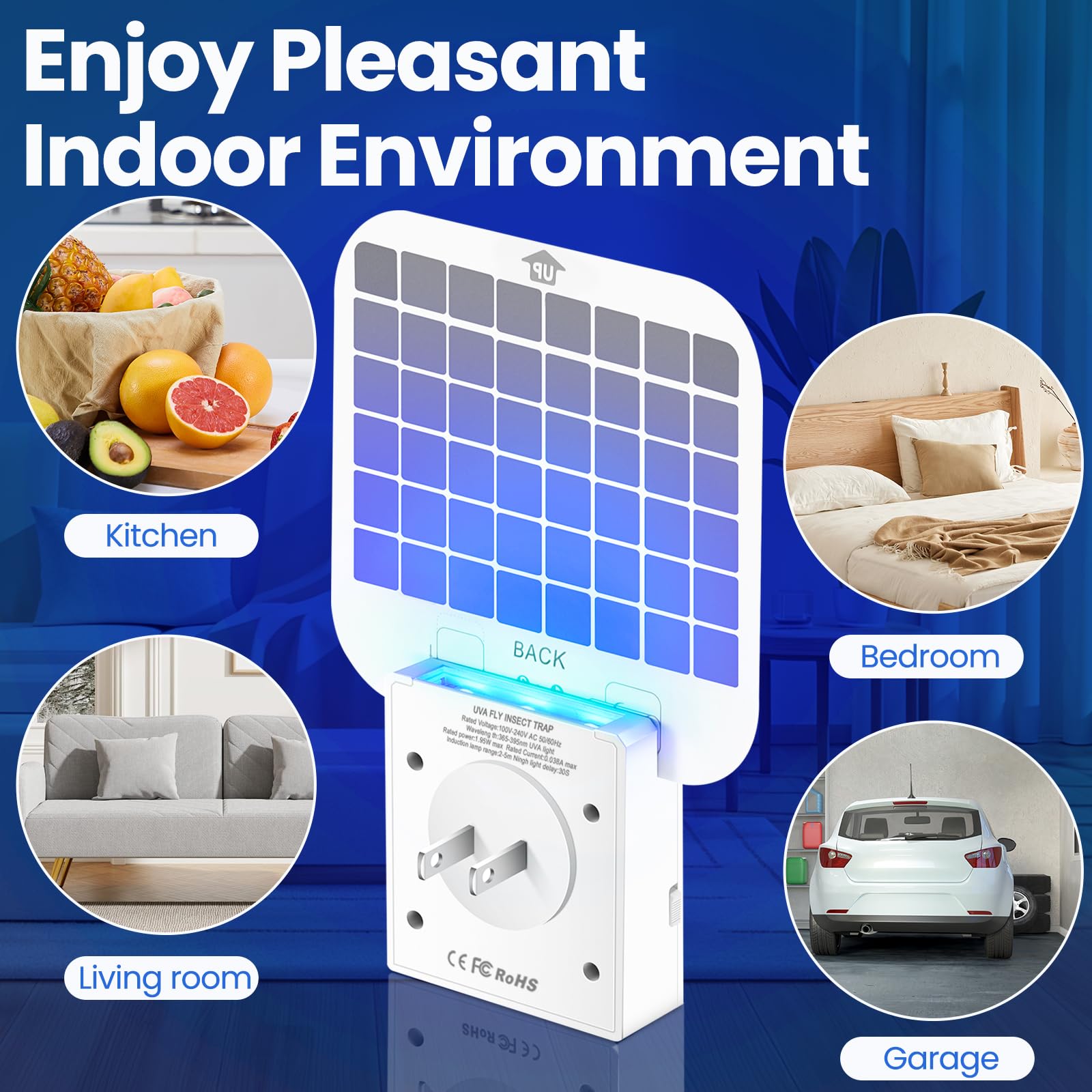 WAYSLA versatile indoor fly trap suitable for kitchens, living rooms, and offices
