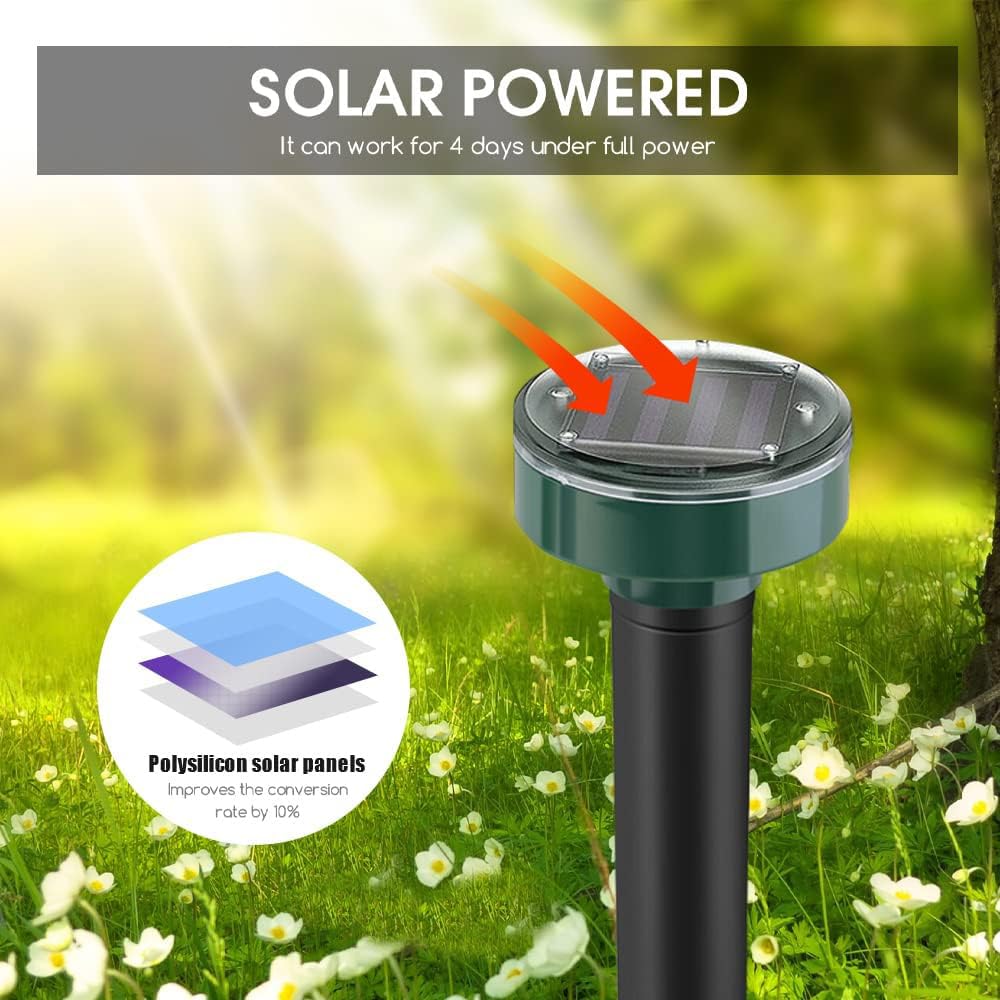 WAYSLA solar-powered unit charges during the day for nonstop protection.