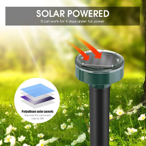 WAYSLA solar-powered unit charges during the day for nonstop protection.