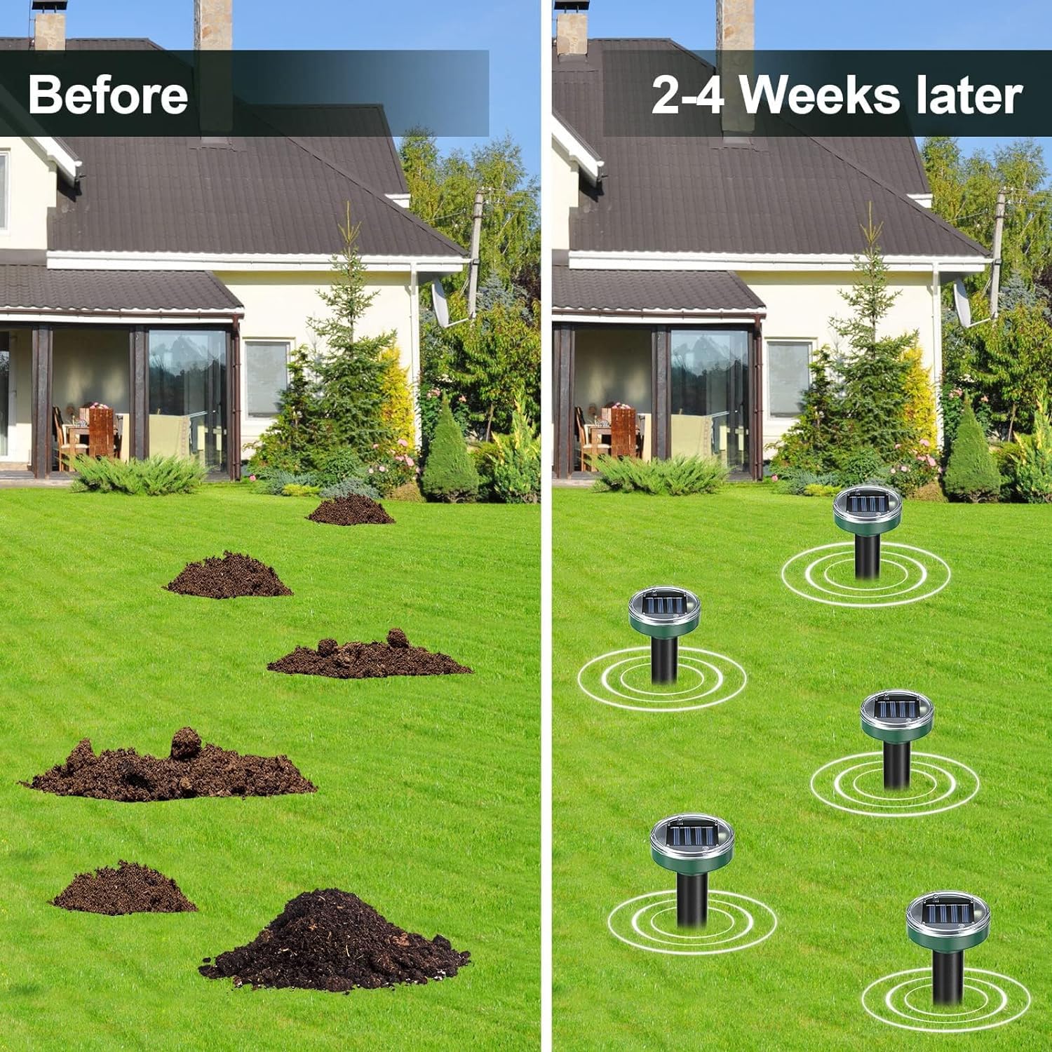 WAYSLA weatherproof design withstands rain, keeping pest control active year-round.