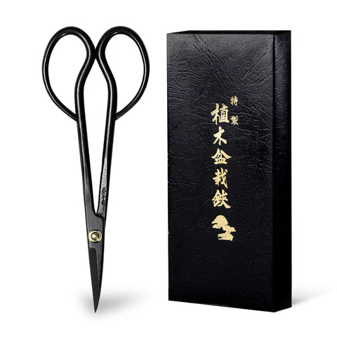 Wazakura Satsuki Bonsai Scissors front view for precise pruning in tight canopies.