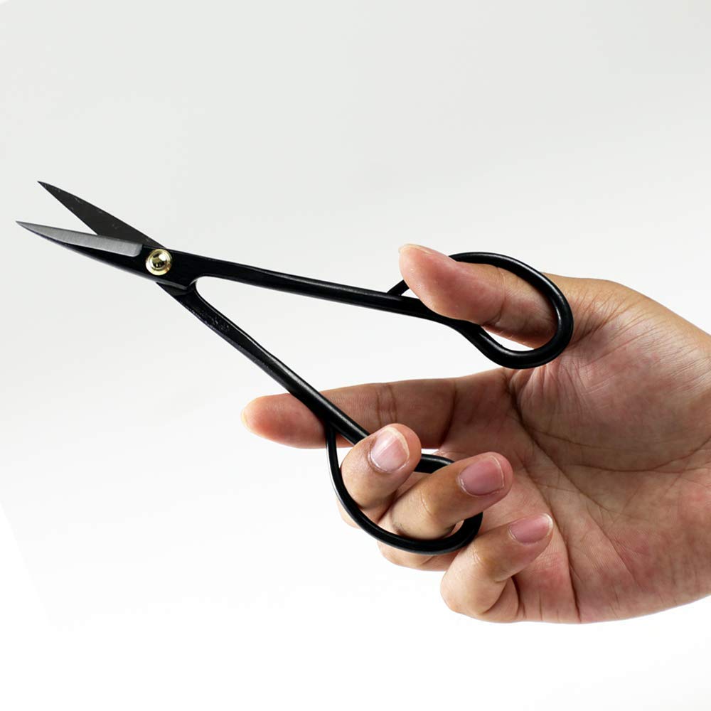 Wazakura Satsuki Bonsai Scissors handle close-up highlights slim profile for narrow branches.