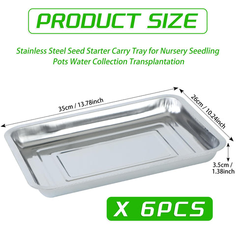 WBCBEC seedling carry-tray in stainless steel keeps pots stable during transplanting.