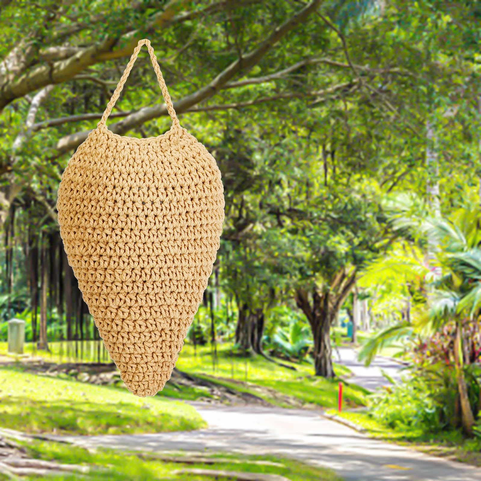 WBCBEC crochet wasp nest decor beige texture