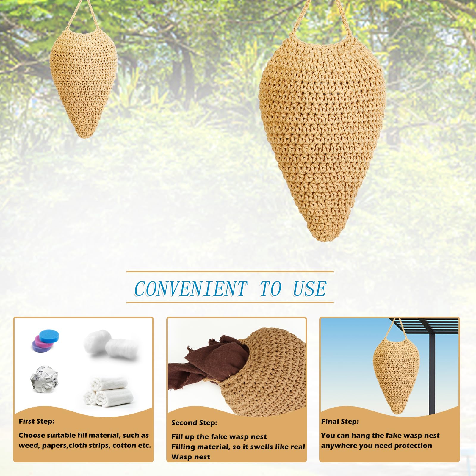 WBCBEC crochet wasp nest decor under eaves area