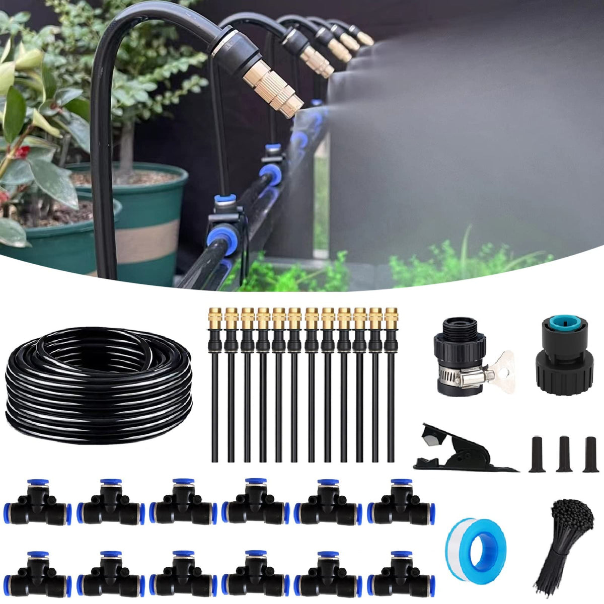WCBMIRRI quick connector drip kit with 50ft tubing for quick, flexible garden irrigation